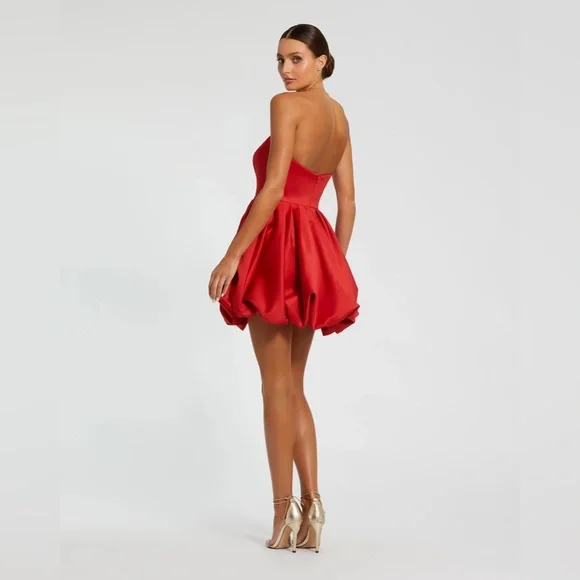 MAC DUGGAL
Red Strapless Mini Dress With Rose Ruffle Detail size 12 Holiday - Picture 6 of 6